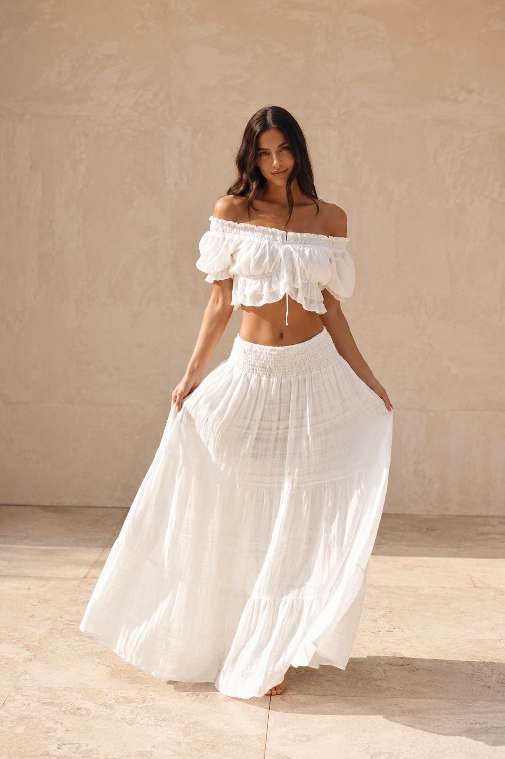 Inez White Ruffle Set — New York New York