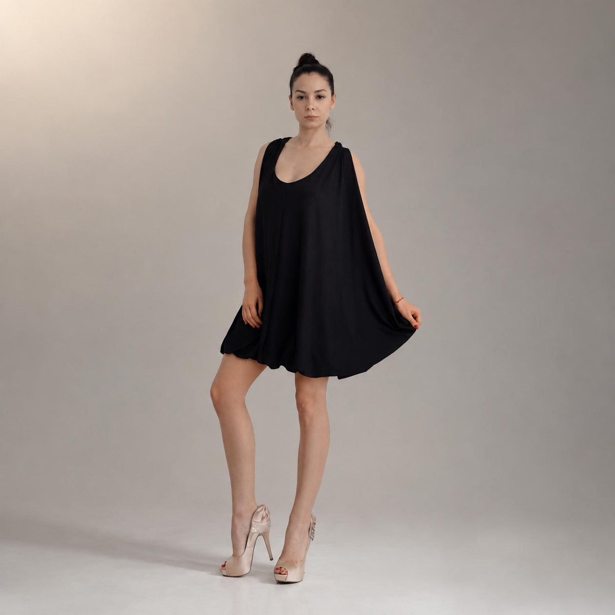 Esme Black Tunic Knee-Length Dress — view 6