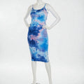 Kenna Light Blue Knit Tie-Dye Midi Dress — New York New York