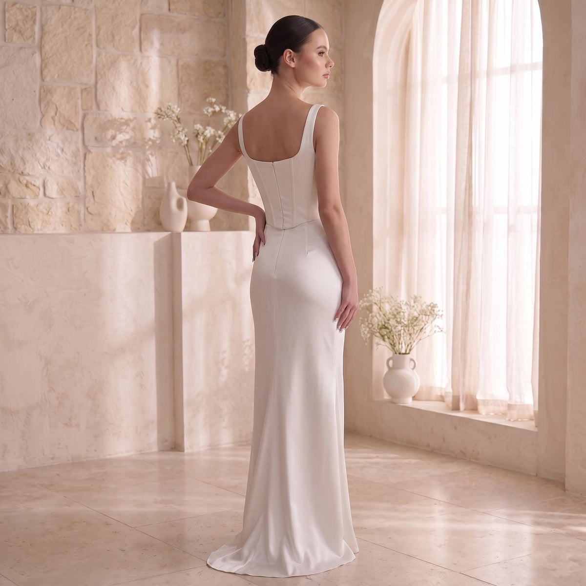 Ava White Satin Maxi Skirt — view 4