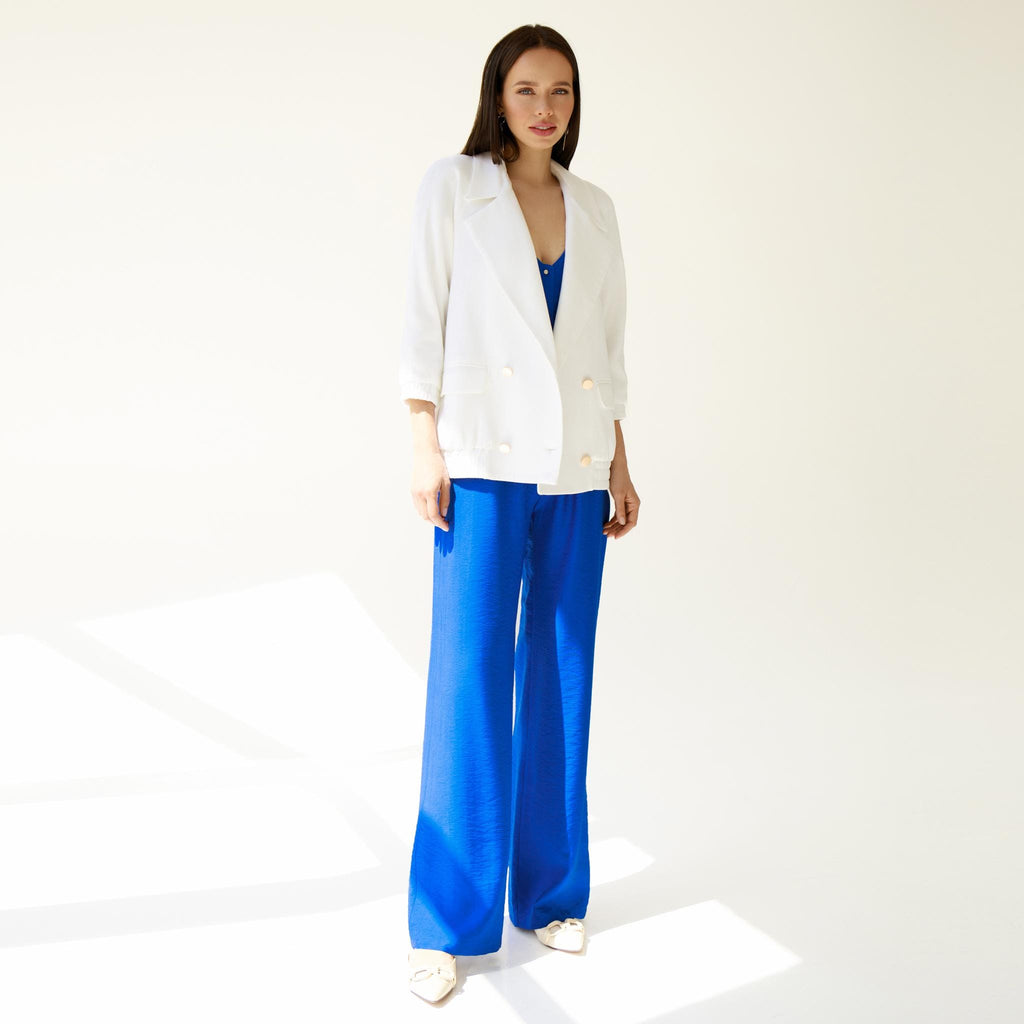 Nina White Cotton Blazer — view 4