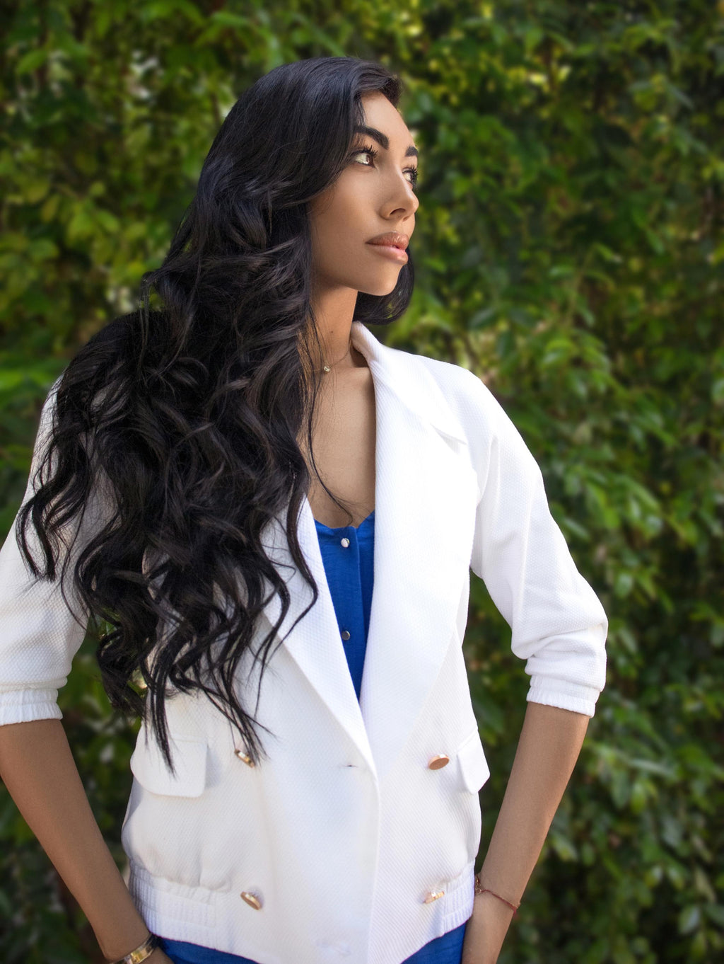 Nina White Cotton Blazer — New York New York