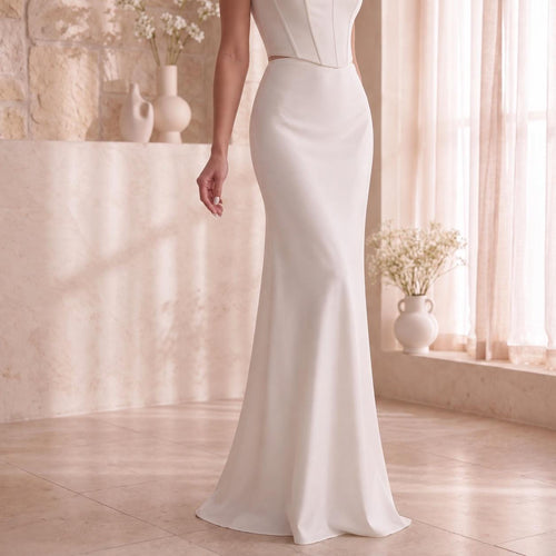 Ava White Satin Maxi Skirt — New York New York