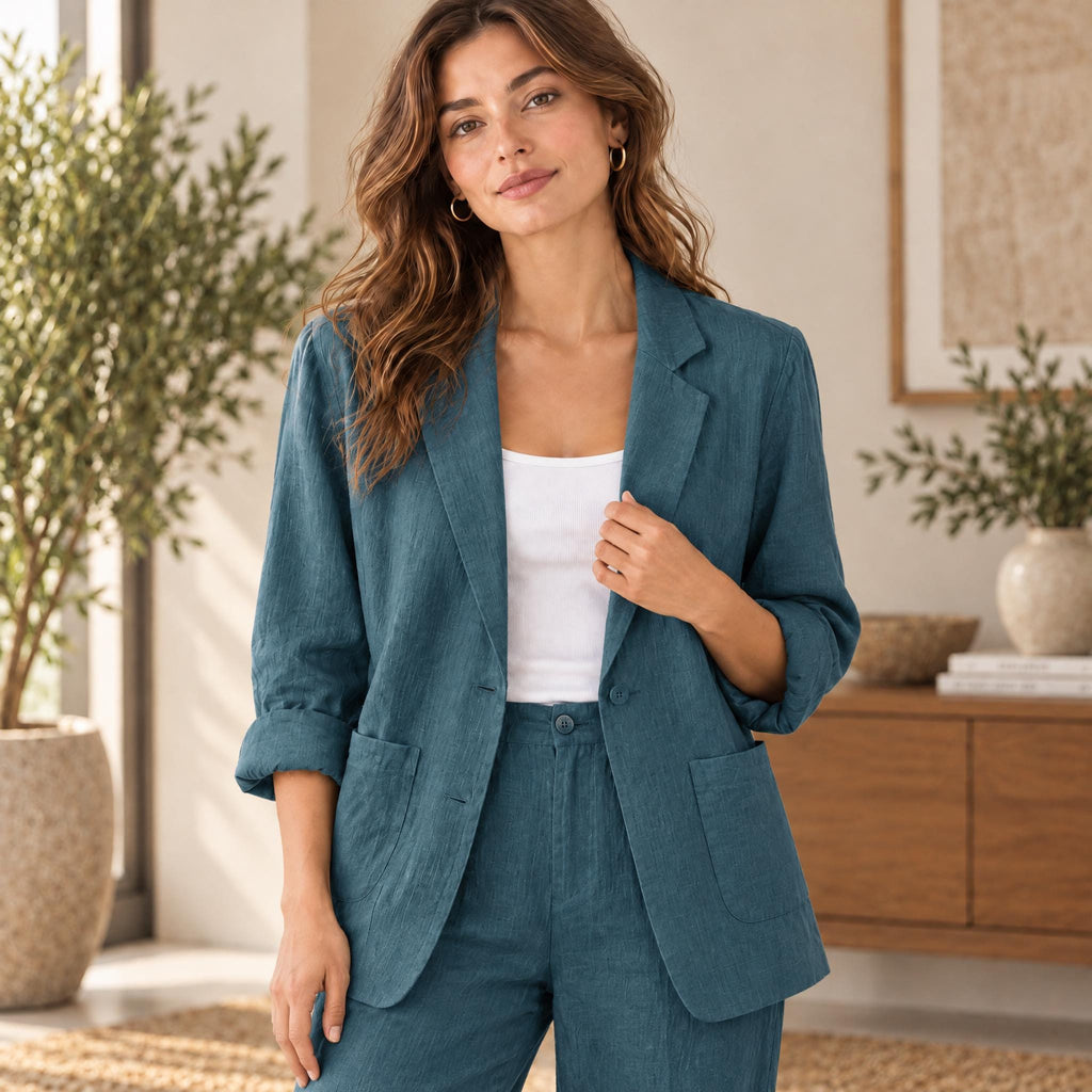 Cora Beige Linen Blazer — view 4